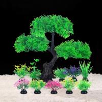 Acuario de plástico, plantas artificiales submarinas, simulación realista, hierba de agua, adorno de plantas acuáticas divertidas - details 8