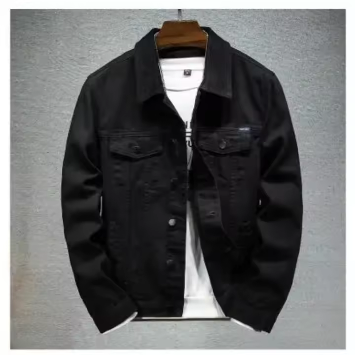 Chaqueta casual de moda diaria con solapa de un solo pecho de mezclilla de color sólido para hombre, verano - 1