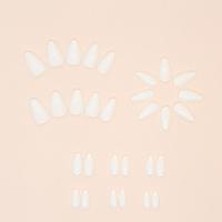 24pcs Uñas Postizas Largas Y Ovaladas En Color Puro Francés Gris Con Ojo De Gato Uñas Press on Para DIY Manicura Desmontables - details 3