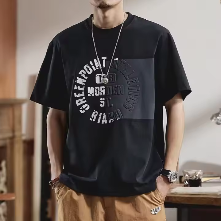 Camiseta de Verano 2024 para Hombres Manga Corta de Punto de Tres Dimensiones Personalizado - 1