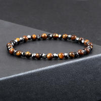 Pulseras de cuentas de hematita Irregular de 4mm para hombre, pulseras y brazaletes de cuentas de piedra de Lava de ojo de tigre Natural, Pulsera de joyería clásica para mujer - details 4