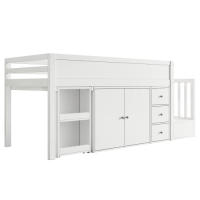Camión de Niños Multifuncional Cama Extensible, Escritorio, Almacenamiento Lateral, Armario, Cajón, Escalera, Sin Colchón MDF Blanco 90*200 - details 9