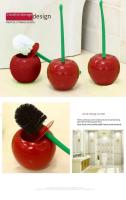 1 escobillero rojo con forma de cereza Creativo Escobillero Set Rejilla para el inodoro Accesorios de baño Cepillo de limpieza - details 2