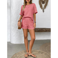 Ropa de Mujer Verano Nuevo Conjunto Deportivo de Shorts Casuales de Moda a Rayas de Punto para Mujer - details 10