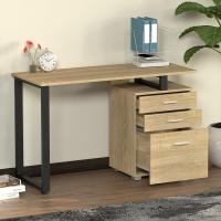 Escritorio Moderno de Madera y Acero 3 Cajones, Porta Ordenador, Diseño de Mesa de Trabajo, 120 x 50 x 75 cm, Decoración para Casa y Oficina - details 1