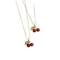 Lindo collar con colgante de diseño de cereza y aretes colgantes, joyería de moda para fiesta, decoración de ropa diaria, joyería exquisita y que combina con todo para regalo de cumpleaños - details 1