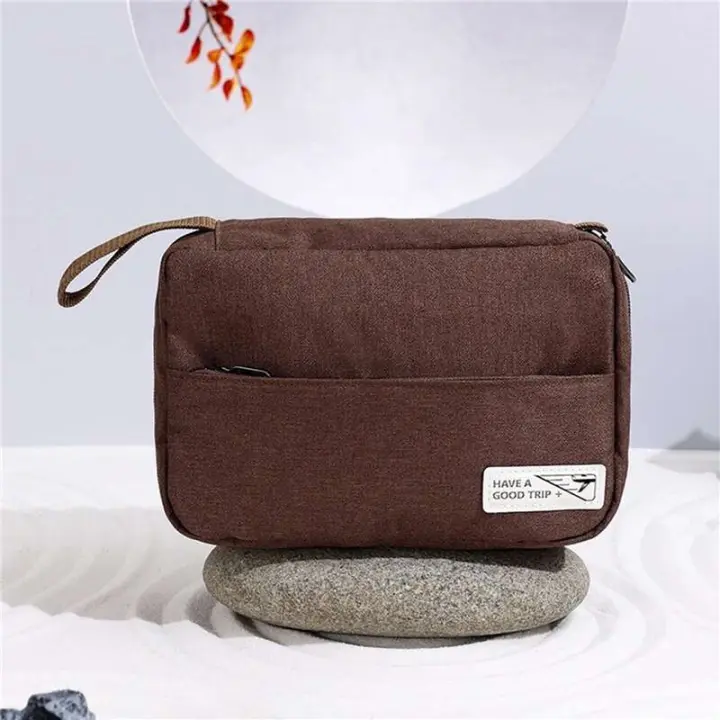 Neceser portátil con gancho para colgar, impermeable, para baño femenino, estuche de maquillaje, bolsa de cosméticos de viaje grande - 1