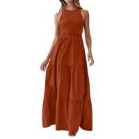 Vestido Bohemio De Playa Largo Para Mujer Elegante Sin Mangas Color Sólido Vintage Vestido De Fiesta Maxi Con Swing Grande Silueta A-Line Para Verano - details 5