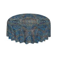 Mantel circular mandala, flor de loto de la vida, impermeable, resistente al aceite, 60 pulgadas, forma geométrica sagrada - details 174