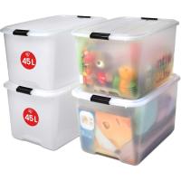 Cajas de Almacenamiento de Plata de 45L con Tapas Duraderas, Apilables para Dormitorio, Armario, Oficina Organizadora de Ropa y Zapatos - details 16