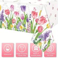 1 Uds. Mantel impermeable de PE desechable para fiesta de primavera, cumpleaños, Día de la madre, celebración navideña de tulipán - details 3