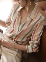 Nueva llegada Blusa Mujer para primavera otoño moda estampado de moda Camisa con botones para Mujer para el trabajo y Casual - details 3