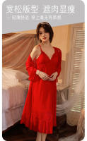 Sexy hilo de malla nuevo camisón para el hogar Conjunto de tirantes franceses pijamas con pechos pequeños y almohadillas grandes para el pecho - details 2