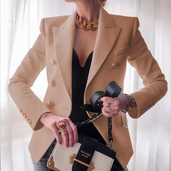 Chaqueta corta de Color liso para mujer, traje informal a la moda, otoño e invierno, 2024 - 1
