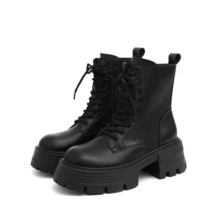 Botas Martin para mujer, otoño e invierno 2025, nuevas botas individuales, botas ajustadas con suela gruesa y cordones, botas cortas. - 1