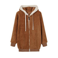 Chaqueta de lana cálida y holgada para mujer, talla grande, nueva, con capucha - details 14