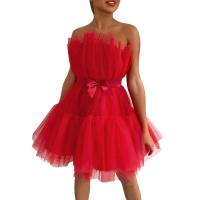 Moda dulce lindo negro/rosa fuerte princesa de malla para mujer vestido de fiesta elegante tutú trajes de cumpleaños vestidos con dobladillo oscilante - details 4