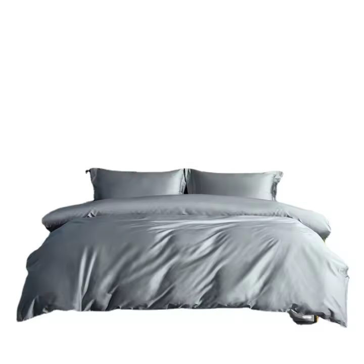 Sábanas de Satén de Algodón 100% Estilo de Cama Sólido Funda de Edredón Funda de Almohada - 1