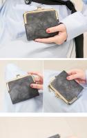 MIYIN-cartera pequeña de cuero para mujer, monedero Vintage plegable, compacto, con cremallera y cierre de beso - details 1
