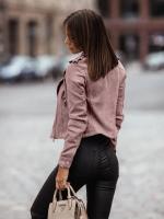 Chaqueta corta de terciopelo de piel de ciervo con cremallera oblicua para mujer, ropa de estilo occidental - details 9