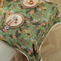 Mantel Decorativo de Estilo Pintura al Óleo Resistente a Manchas, Forma Cuadrada, Diseño Floral de Oliva Verde Botánico Ideal para Bodas y Cocinas - details 2