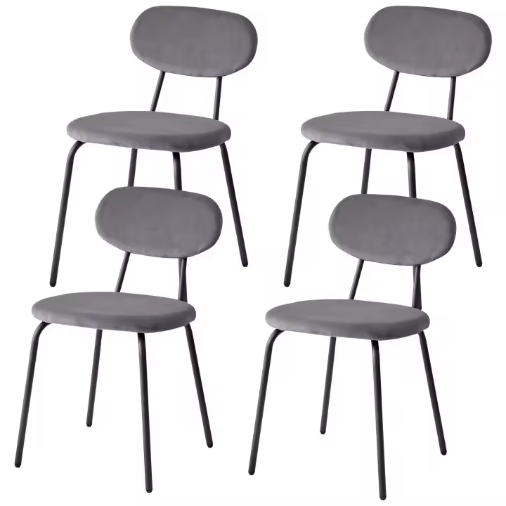 Juego de 4 sillas de comedor nórdicas con patas de hierro tapizadas simples premium apilables para sala de estar/salón de espera/bar/restaurante - 1