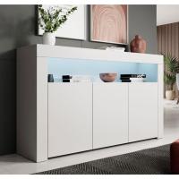 Aparador Aker con Luz LED y 3 Puertas Blanco Mate, 155x91,5x37 cm Ideal para Sala de Estar, Comedor, Mueble TV de Melamina - details 3