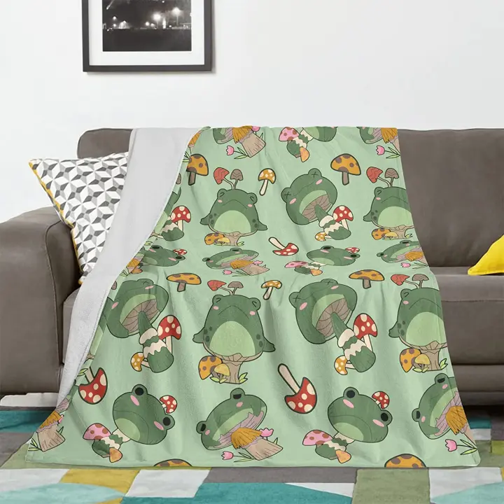 Manta de Plush Ligera Diseño de Rana de Hongo de Franela Ideal para Dormitorio, Sofá - 1