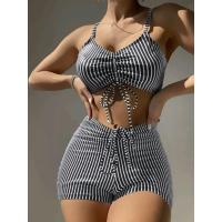 2025 Bikini traje de baño con cordón mujeres pantalones cortos de cintura alta traje de baño femenino acolchado traje de baño natación ropa de playa verano - details 19