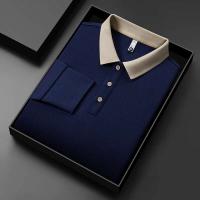 Nuevo polo de negocios informal de manga larga de color sólido para hombre, un top versátil que está a la moda, cálido y cómodo para - details 4