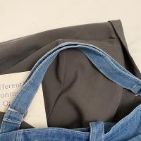 Bolso de hombro de lona vaquera, bolso Vintage con correa y hebilla, estilo callejero, Color sólido, gran capacidad, bolso de mano sencillo para estudiantes - details 11