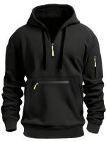 Sudadera con capucha para hombre, con bolsillos impermeables con cremallera y múltiples bolsillos, deportiva e informal, Otoño e Invierno - details 5