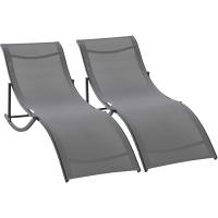 Plegables Tumbonas de Jardín con Marco de Aluminio en Forma de S Carga de 120 kg para Piscina Patio Terraza 165x61x63 cm Gris Oscuro - details 7