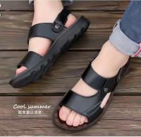 Sandalias de cuero suave de verano para hombre, sandalias antideslizantes informales con punta abierta para exteriores, sandalias deportivas cómodas para playa - details 14