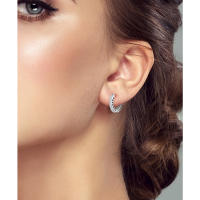 Pendientes de aro para mujer, pendientes de aro de corazón pavimentado de Plata de Ley 925 para mujer, pendientes, regalos de joyería - details 0