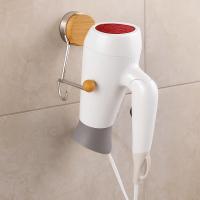 Estante para secador de pelo montado en la pared, estilo ventosa, estante de almacenamiento con ventosa para ahorrar espacio, aspecto de madera ajustable - details 5