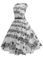 Women  summer vintage elegant floral print party dress with belt - details 9