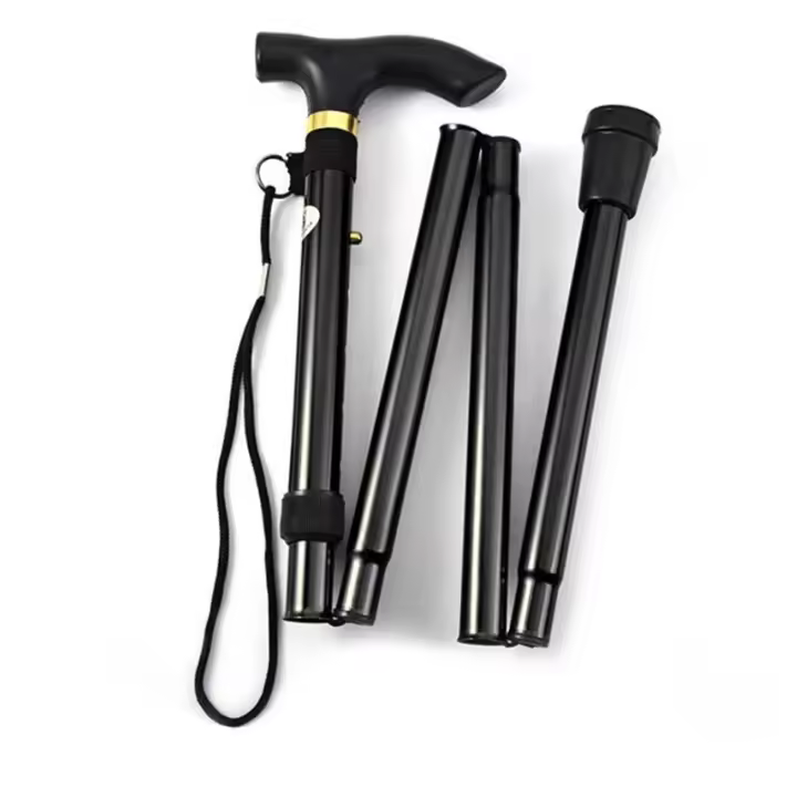 Bastón Telescópico De Aleación De Aluminio Para Senderismo Y Trekking Plegable Con Punta De Goma Para Ancianos Bastón De Caminar - 1