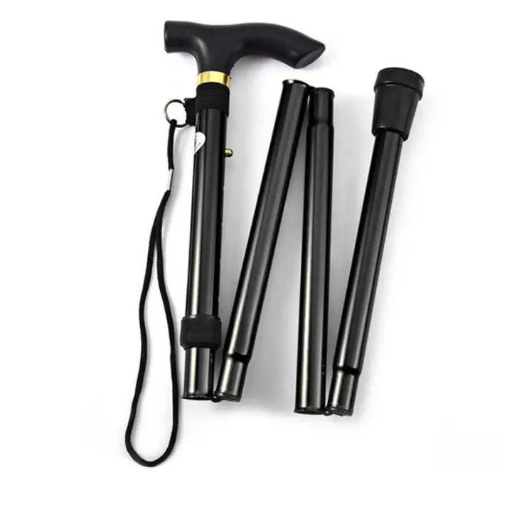 Bastón Telescópico De Aleación De Aluminio Para Senderismo Y Trekking Plegable Con Punta De Goma Para Ancianos Bastón De Caminar - 1