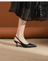 Sandalias de aguja nuevas, sencillas y versátiles, con estampado de leopardo y espalda puntiaguda. - details 10