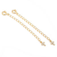 Cadenas de latón de Color dorado de 18K con extremo de gota, cadenas extensibles con cierres redondos de resorte, suministros de joyería Diy de alta calidad para mujer - details 2