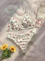 Conjunto de lencería erótica con lazo para mujer, ropa interior sexy con escote profundo en V, sin aros, pijama bonito de dos piezas - details 12