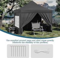Gazebo Party Tent 3x3m con 4 paredes laterales y puerta con cremallera y ventana gris - details 0