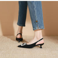 Zapatos de tacón de aguja con diamantes de imitación de metal francés de nuevo estilo para mujer - details 18