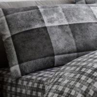 Juego de cama de lujo de tela vaquera a cuadros azul y negro tamaño individual, tamaño doble king