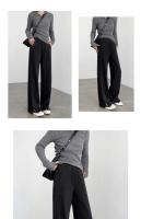 Pantalones de Terciopelo de Heringbone de Tamaño Grande Pantalones Anchos para Mujer en Otoño-Invierno 2025 Pantalones de Moda de Lana Rectos y Estrechos - details 2