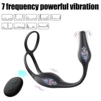 3 en 1 masajero de próstata vibrando anillo de polla enchufe anal con mini bala estimulador de la piel control remoto juguetes sexuales masculinos 18+ - details 0