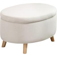 Taburete de Almacenamiento de Terciopelo Puff Tapizada con Tapa Extraíble Patas de Madera - details 0