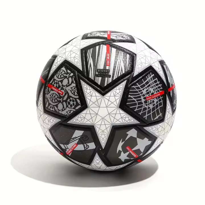 Pelota De Fútbol De Cuero PU, Balón De Fútbol Para Entrenamiento Y Competición, Con Aguja Y Balón rojo, 1 unidad - 1