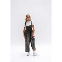 Moda desgastada suelta de pierna ancha cómoda correa casual Denim Overalls para mujer - details 20
